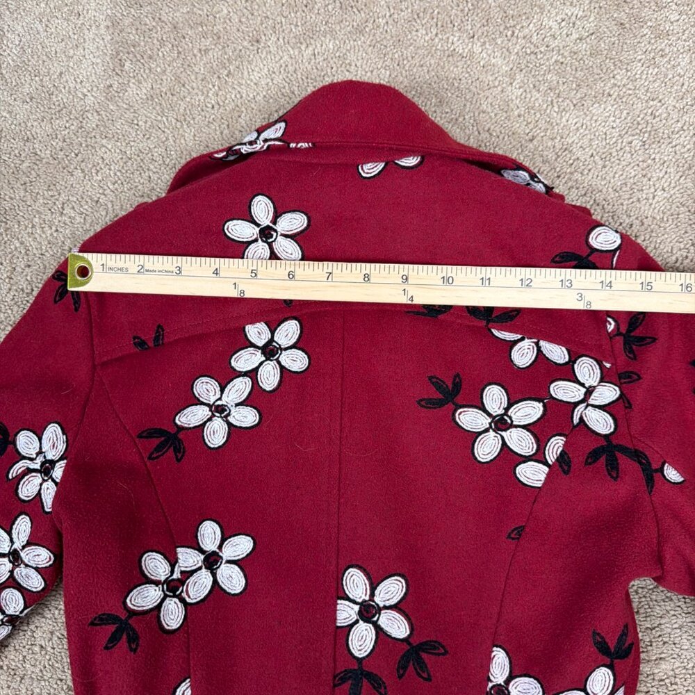 Voodoo Vixen Burgundy Floral Trench Coat - Picture 10 of 10
